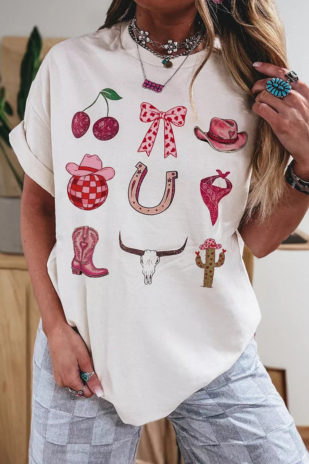 Coquette Cowgirl Elements Printed Relaxed Tee