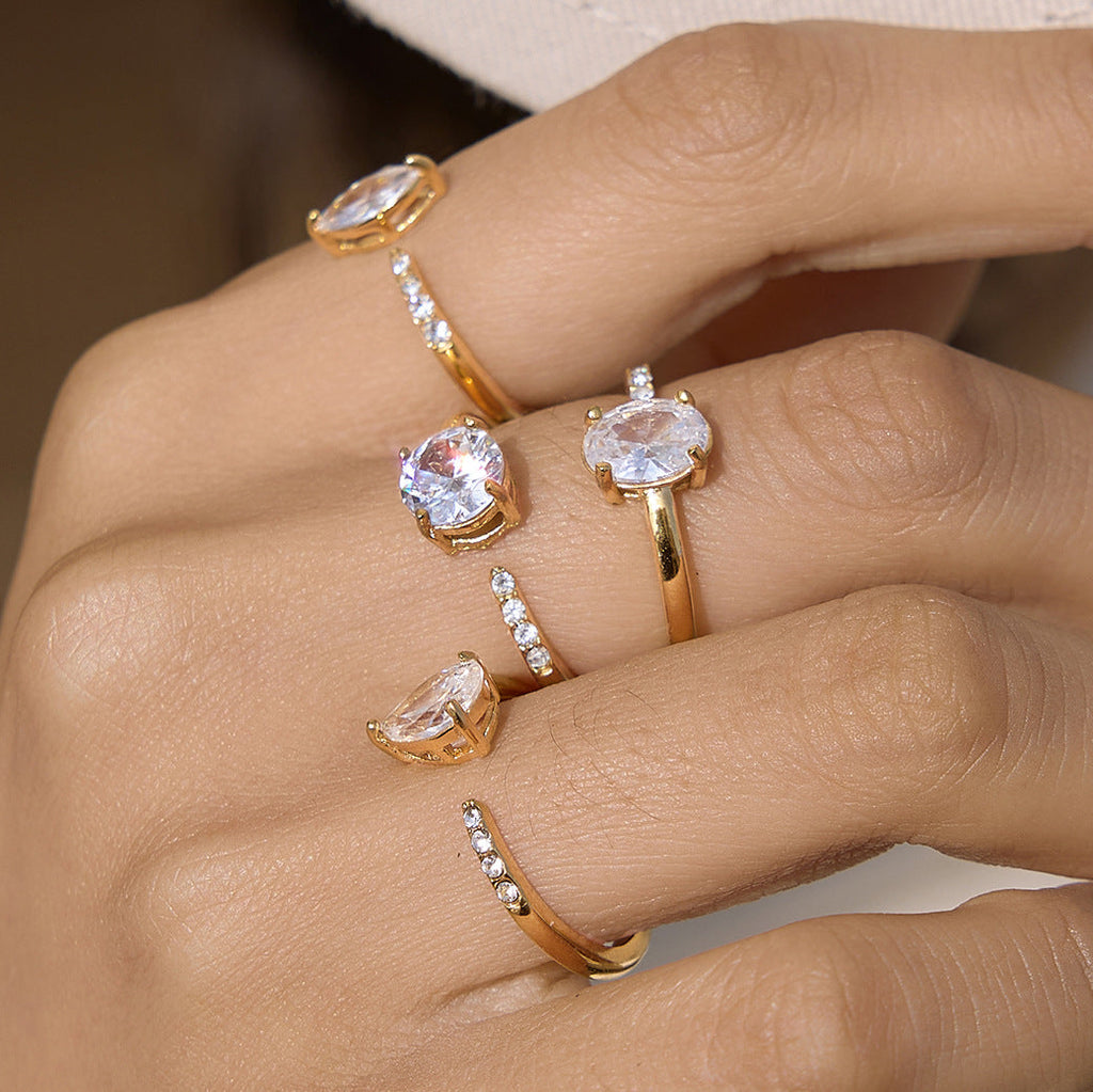 Four Style Zircon Ring Collection