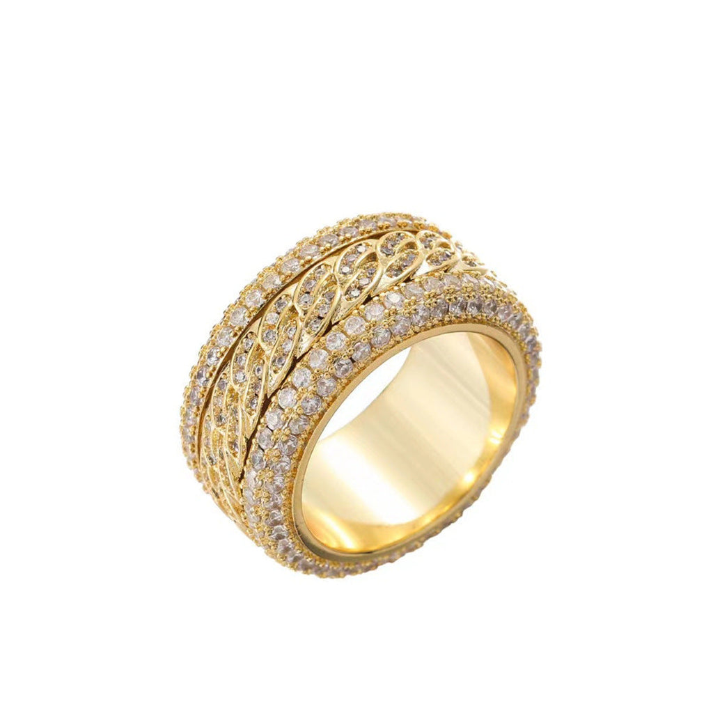 Micro-paved Cubic Zirconia Cuban Ring