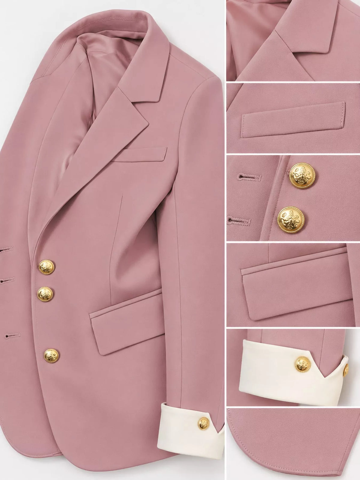 Full Size Single-Breasted Blazer with Gold Button Accents Plus Size