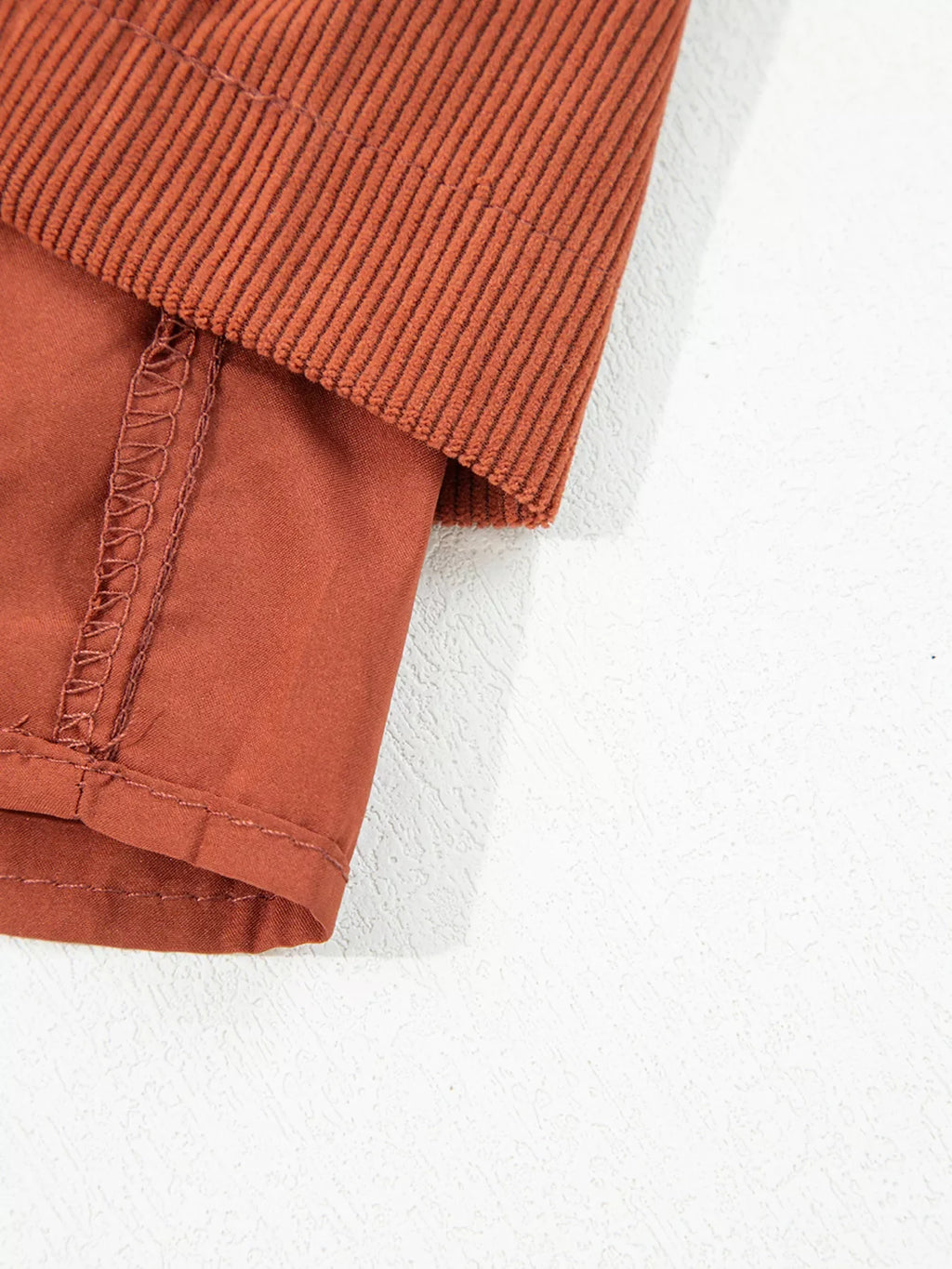 Button Decor Scalloped Edge High Waist Corduroy Shorts