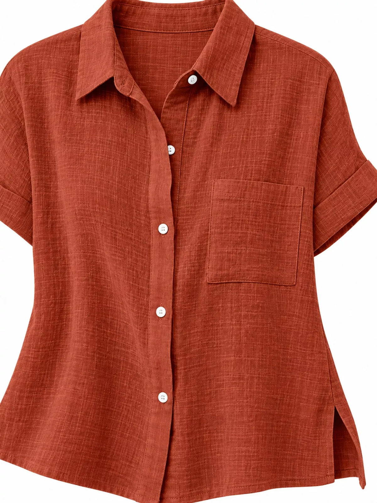 Full Size Button Up Short Sleeve Shirt Plus Size