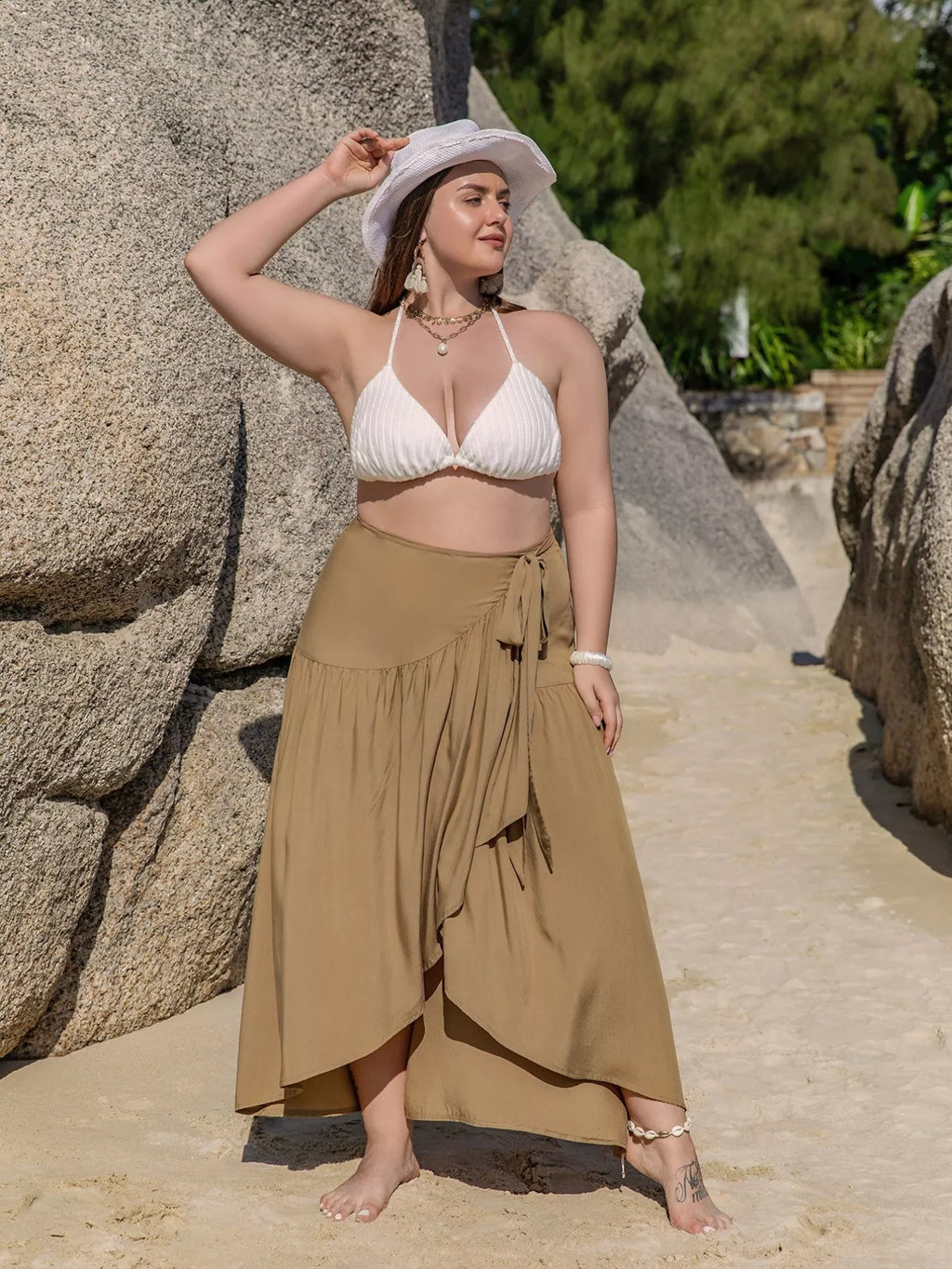 High-Low Skirt with Tie Detail