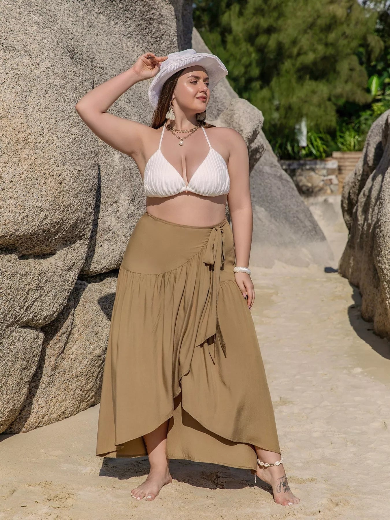 High-Low Skirt with Tie Detail