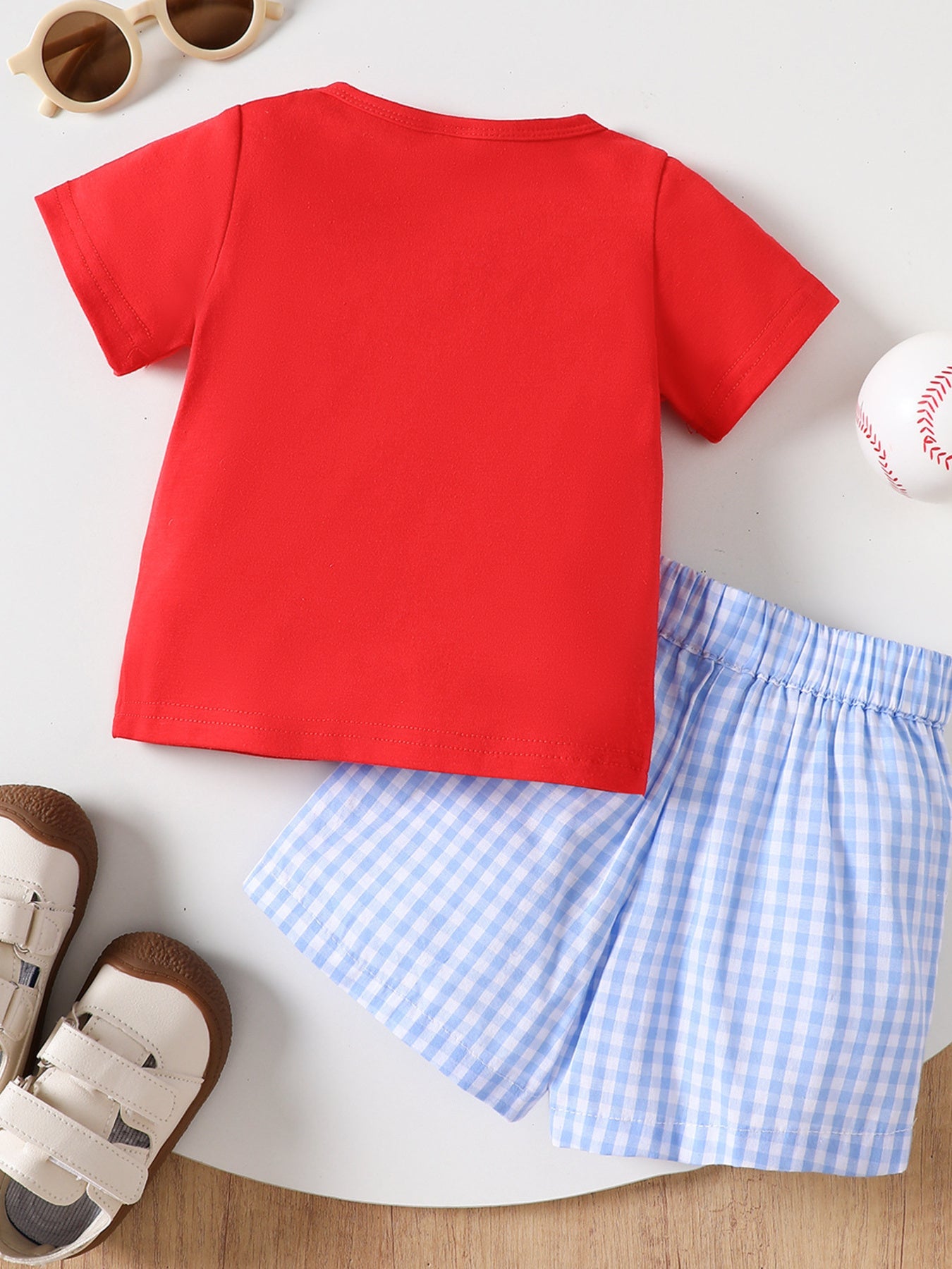 Children's Baseball Graphic Tee & Gingham Shorts Set
