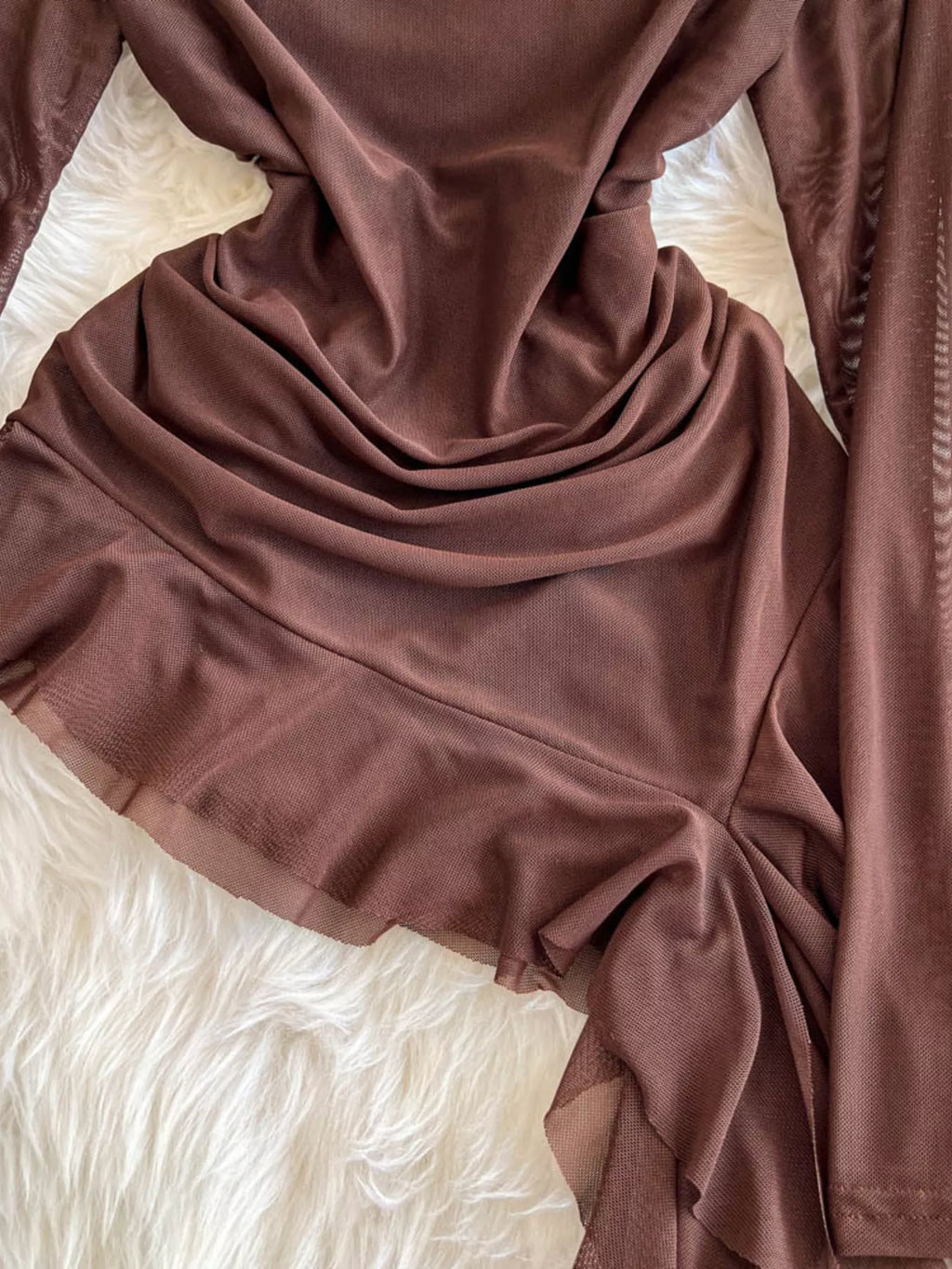 Off-Shoulder Ruffled Mesh Top