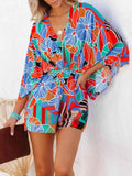 Oversized Tied Back Printed Short Sleeve Romper