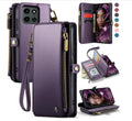 Wallet Case for Motorola Moto G 5G 2025, Folio with Card Slots Zip Pocket and Wrist Strap, Purple
