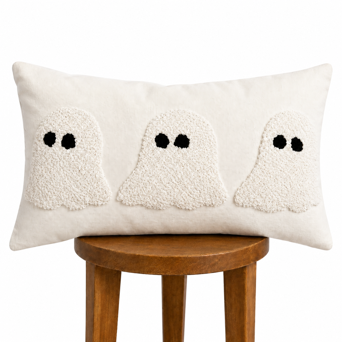 Ivory Tufted Ghost Lumbar Pillow Cover