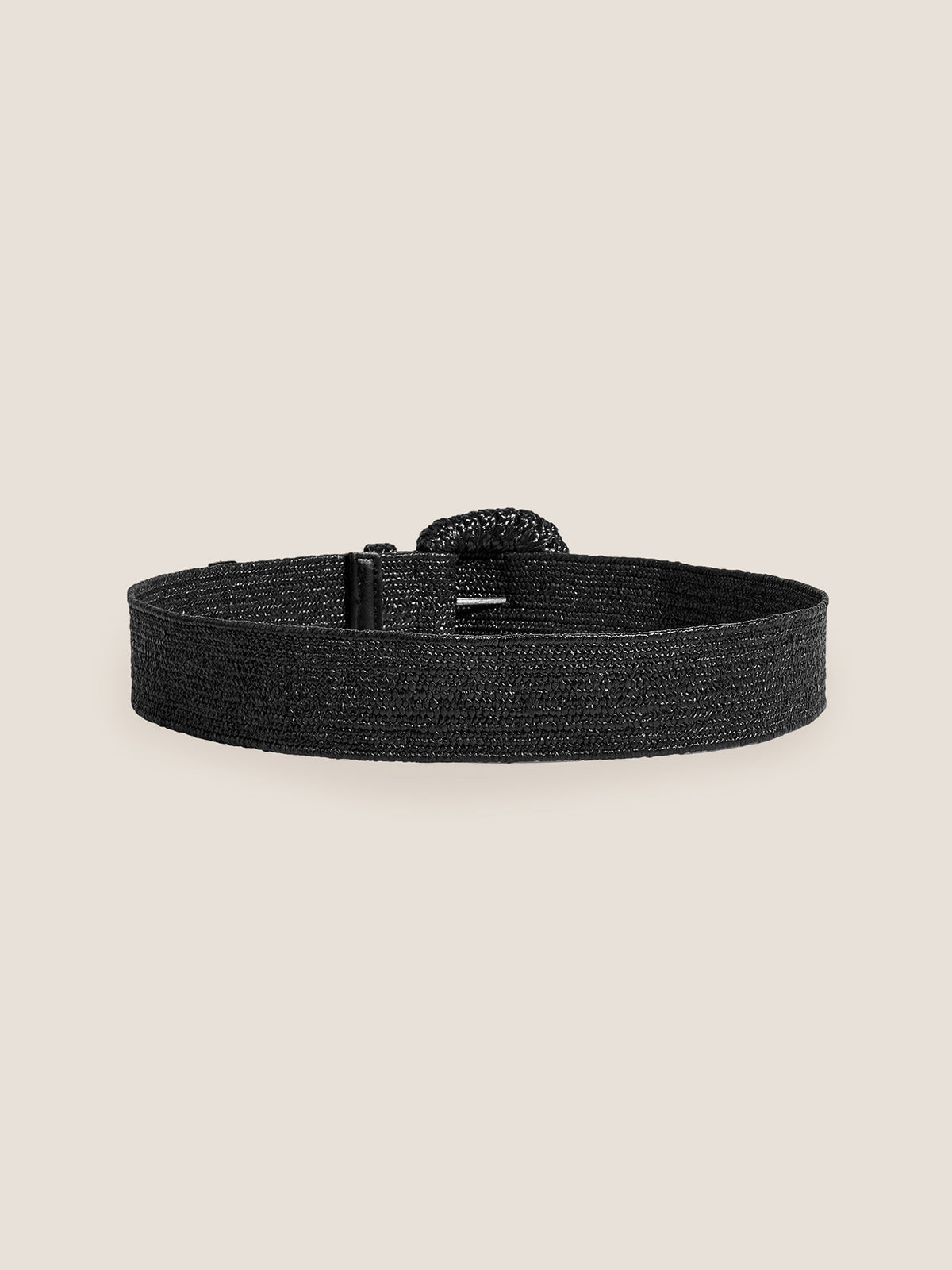 Natural Woven Straw Belt With Square Buckle