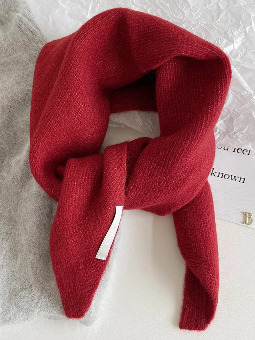 100% Merino Wool Knitted Triangle Scarf