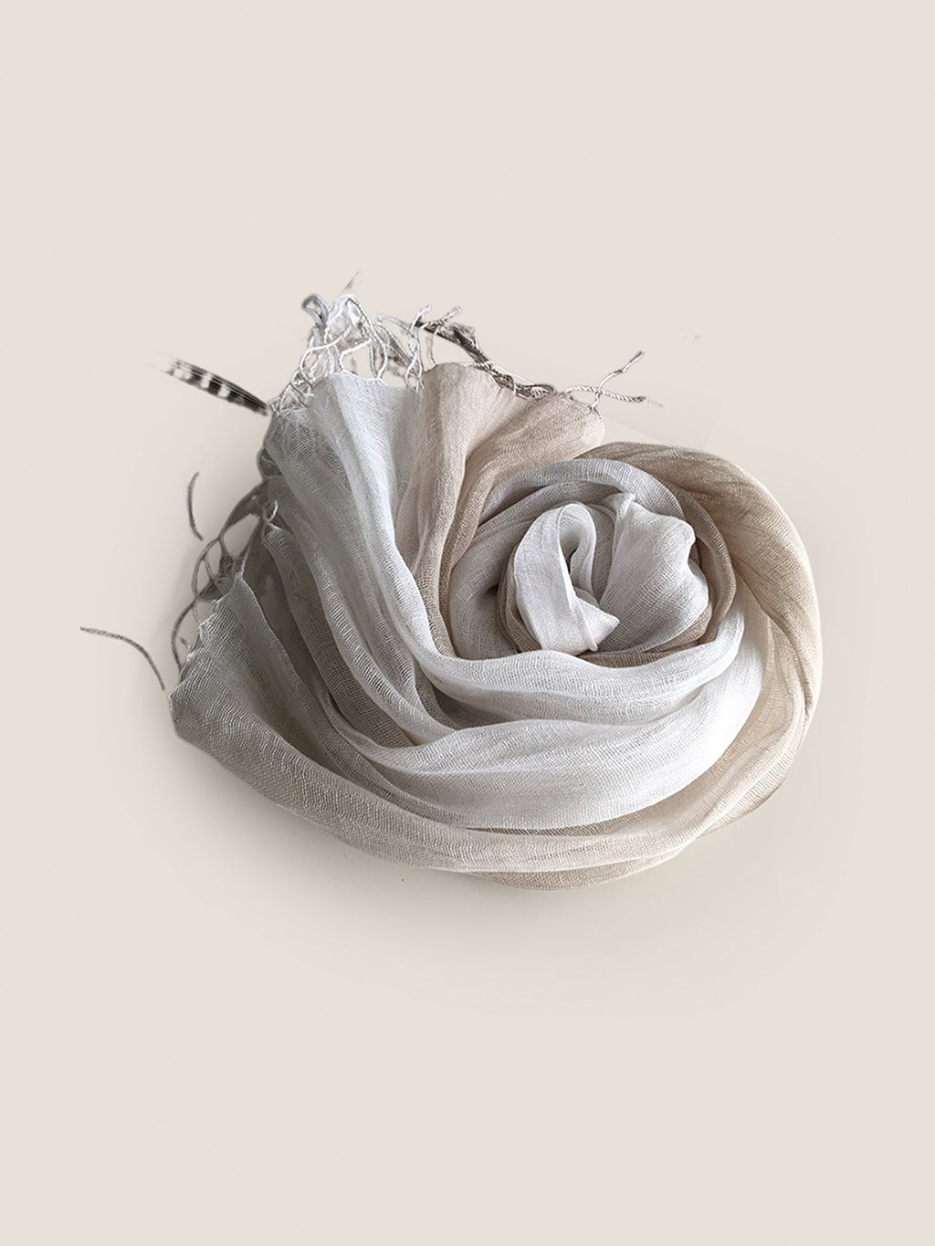 100% Linen Gradient Fringed Light Scarf