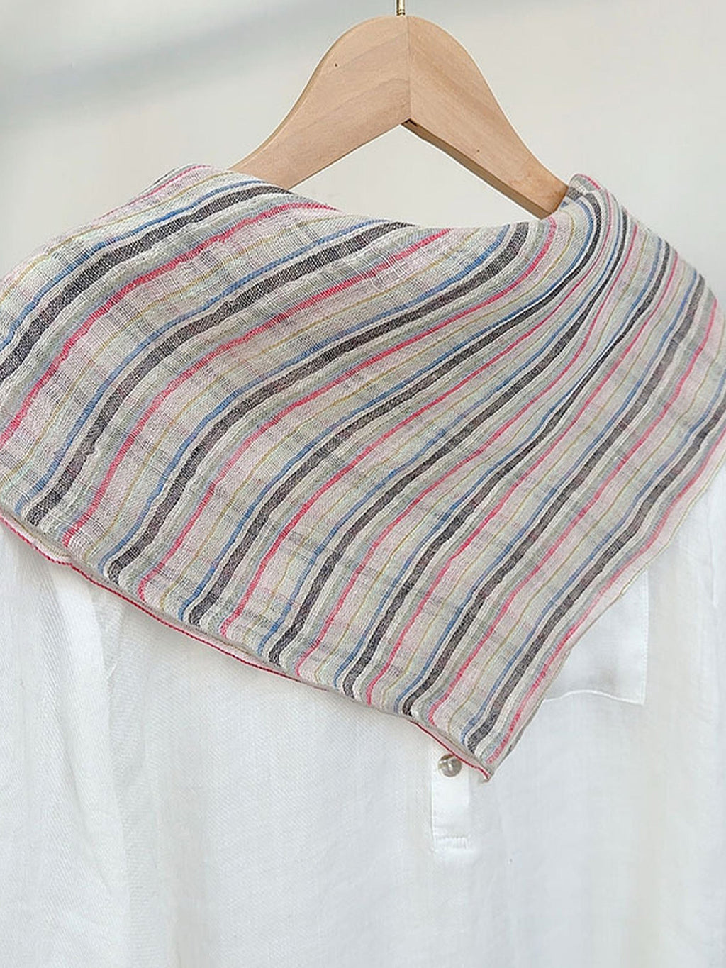 100% Linen Woven Light Square Scarf