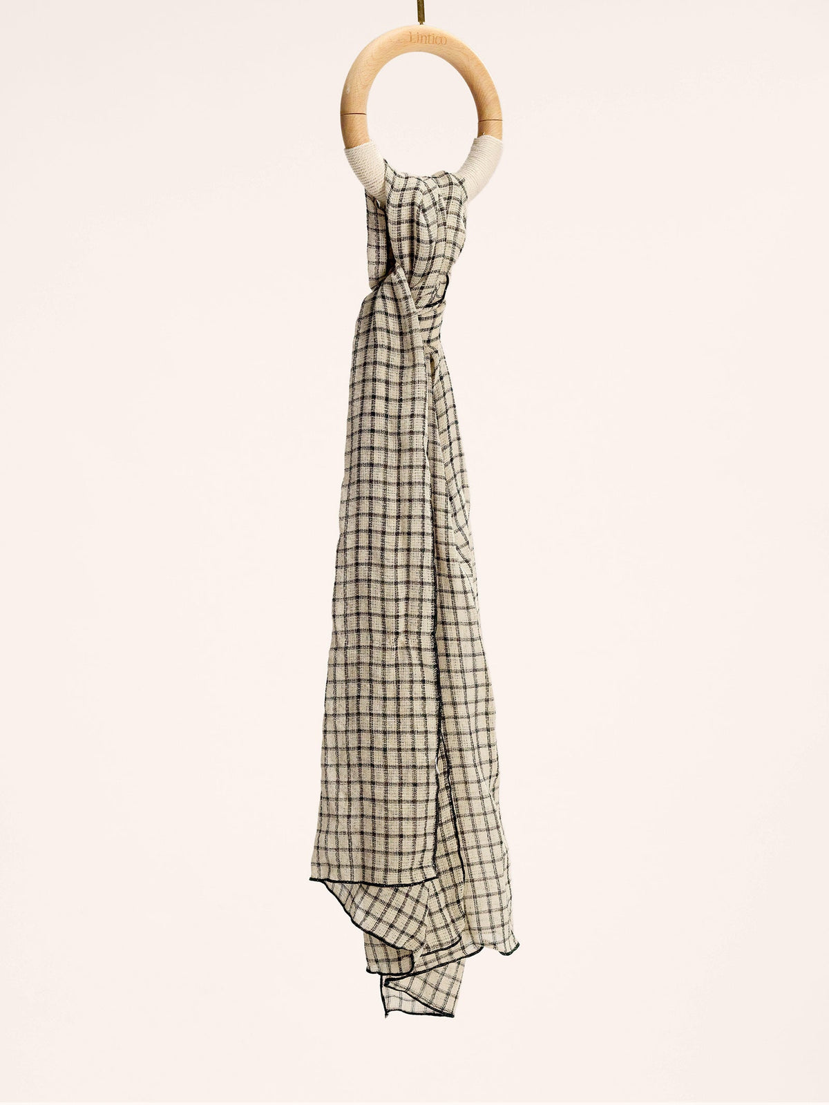 Linen Windowpane Check Scarf