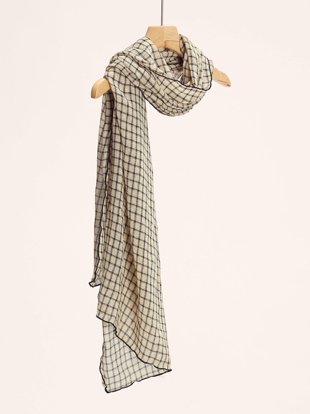 Linen Windowpane Check Scarf