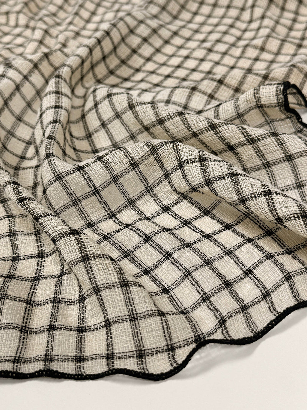 Linen Windowpane Check Scarf