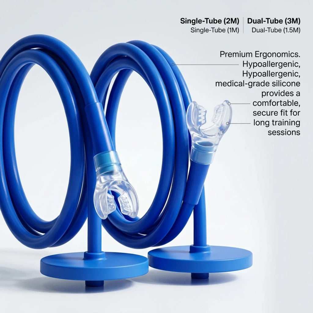 Dual-Tube Upgrade Underwater Breathing Valve Surface Air Tube for Snorkeling & Freediving Practice Soft Mouthpiece