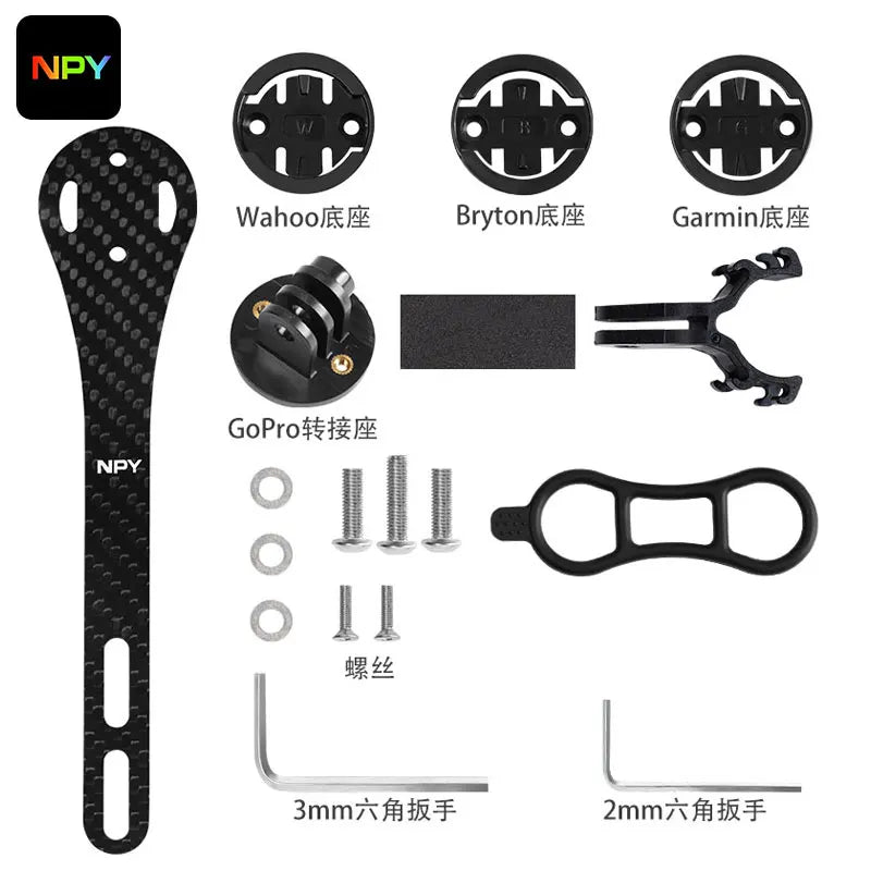 NPY Carbon Fiber Speedometer Holder Integrated Handlebar Mount For Wahoo/Bryton/Garmin Speedometer Mount Bicycle Accessories
