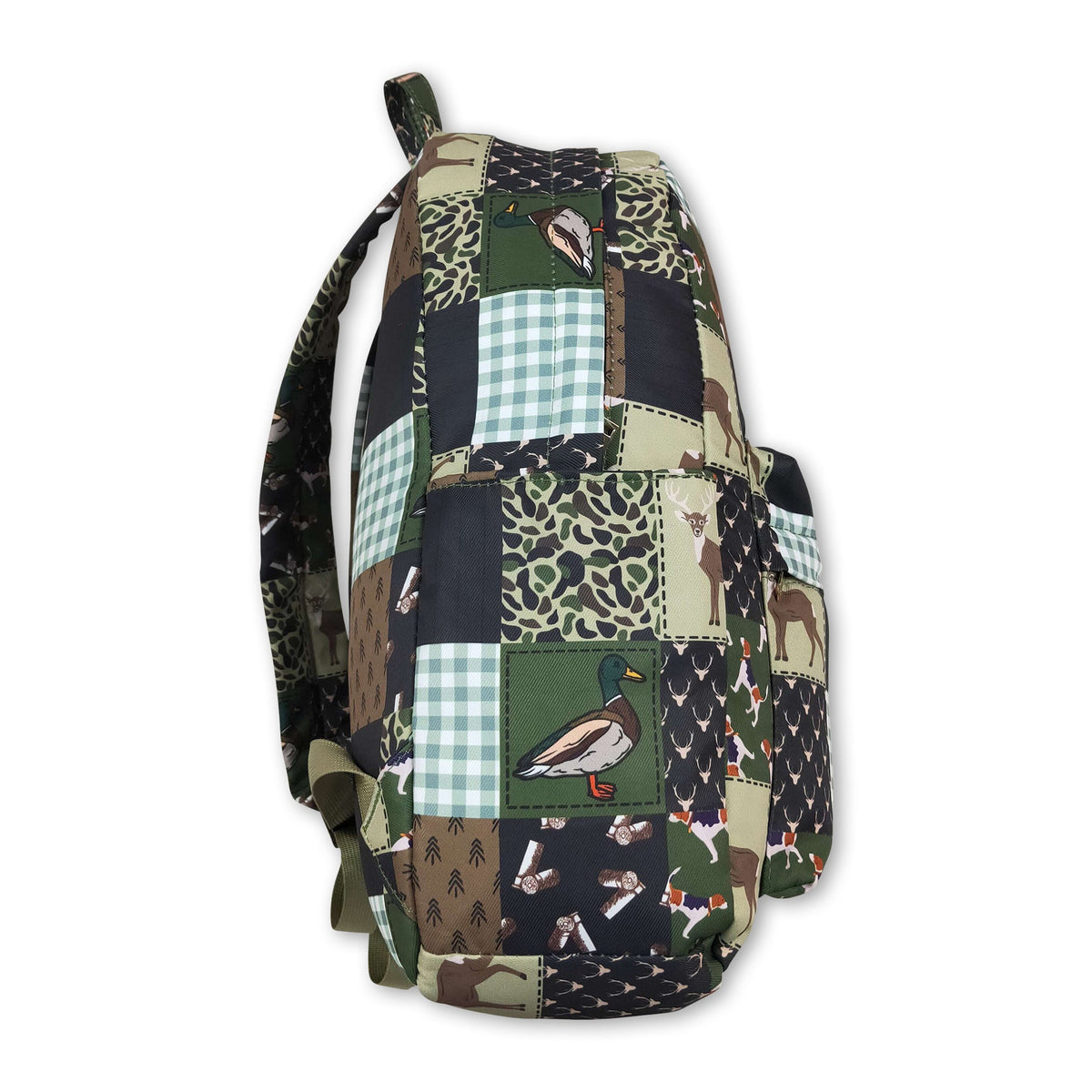 Duck call camo patchwork kids boys backpack