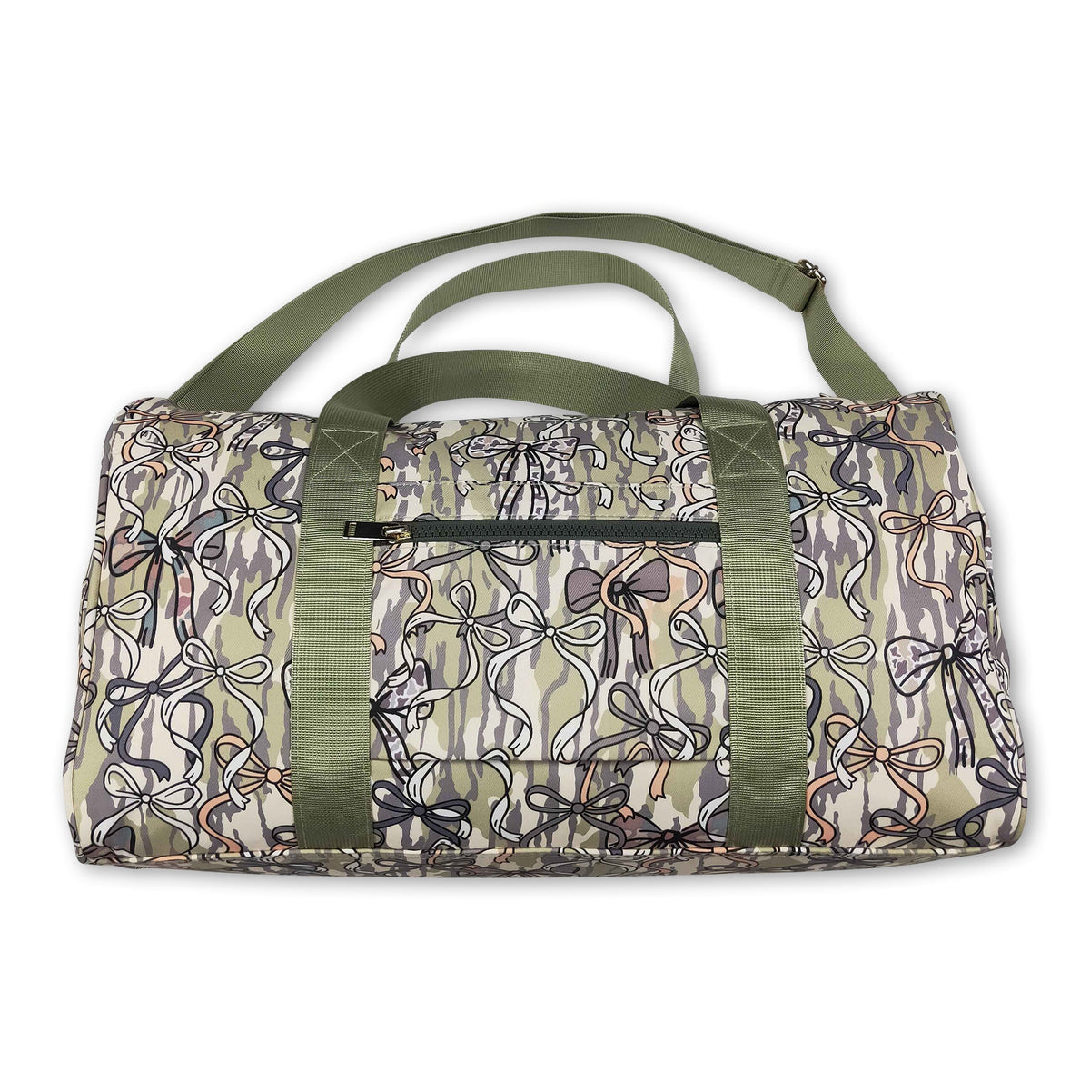 Olive camo bow hunting travel duffel bag