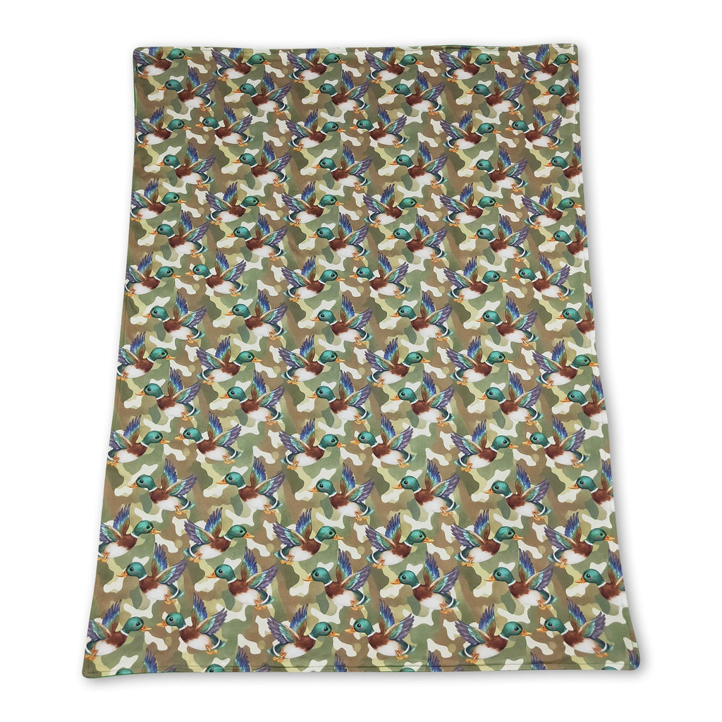 Duck camo green hunting baby boys blanket