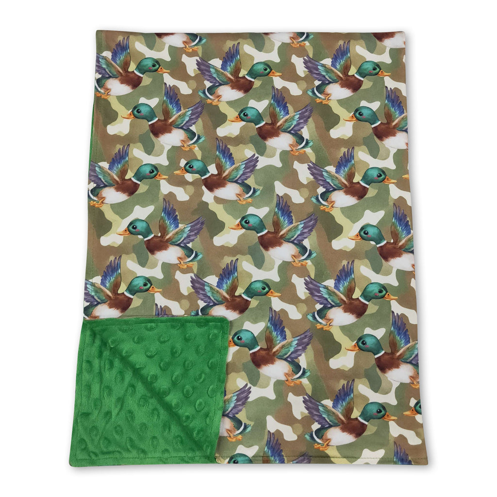 Duck camo green hunting baby boys blanket