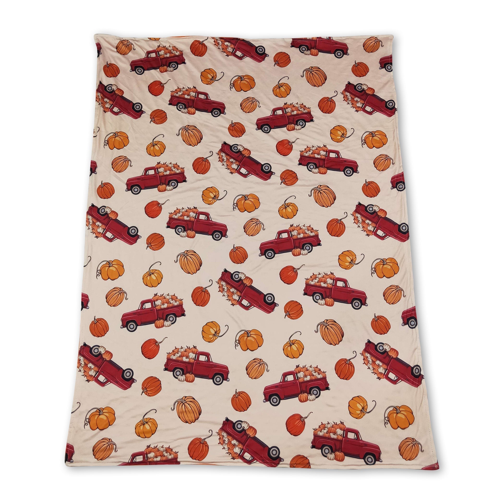 Orange pumpkin truck baby boys fall blanket