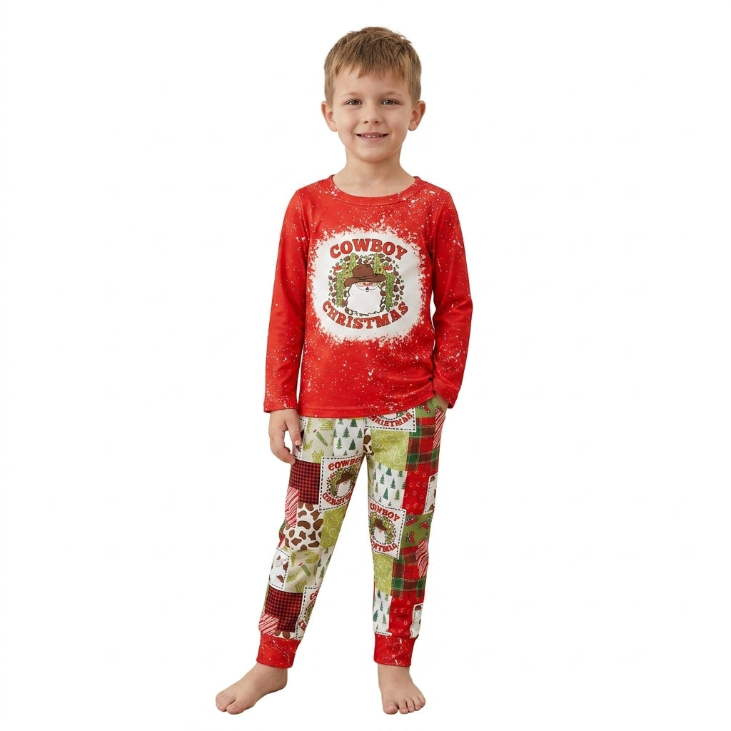 Cowboy Christmas santa cactus boy clothing set
