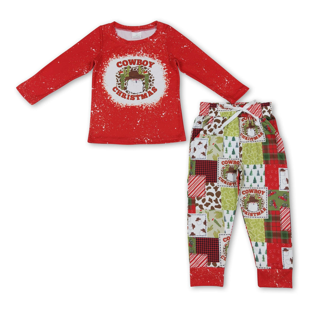 Cowboy Christmas santa cactus boy clothing set