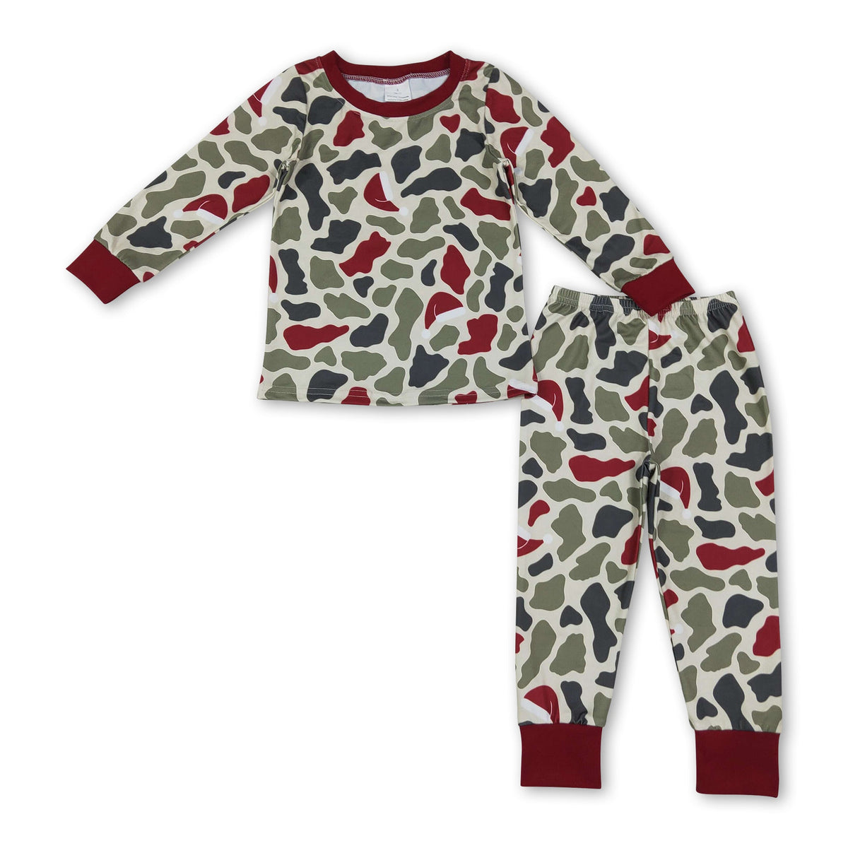 Long sleeves camo santa kids boys Christmas pajamas