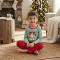 Stripe dog Christmas lighting embroidery boys outfits