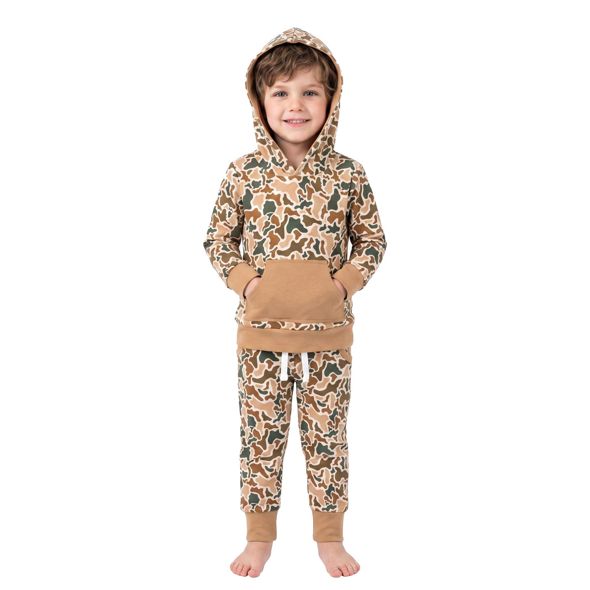 Long sleeves pocket camo hoodie pants boy fall clothes