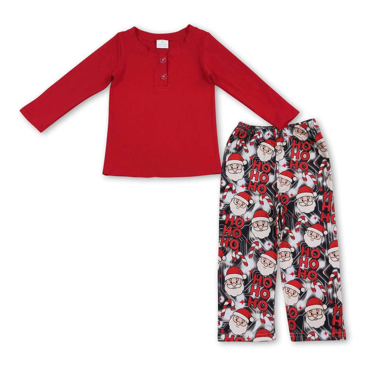 Red cotton top ho ho ho santa boy Christmas outfits