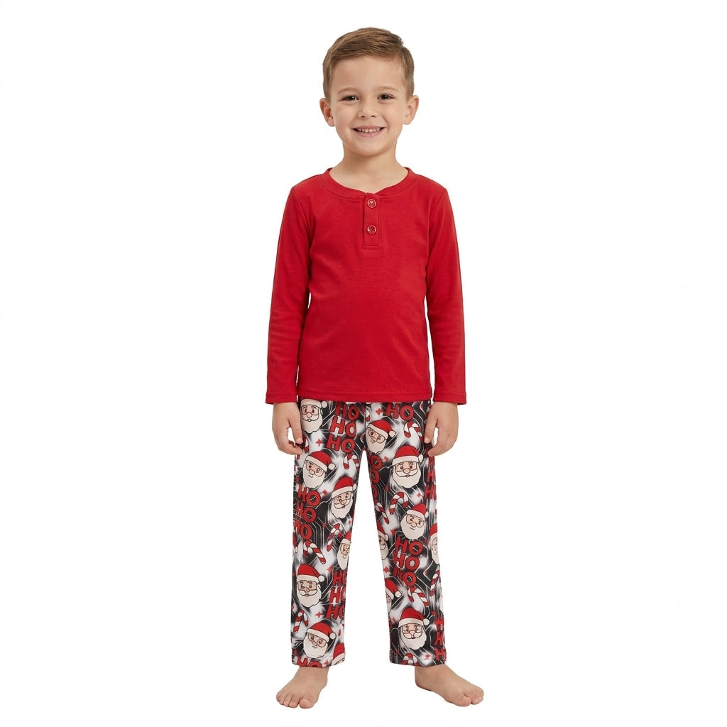 Red cotton top ho ho ho santa boy Christmas outfits