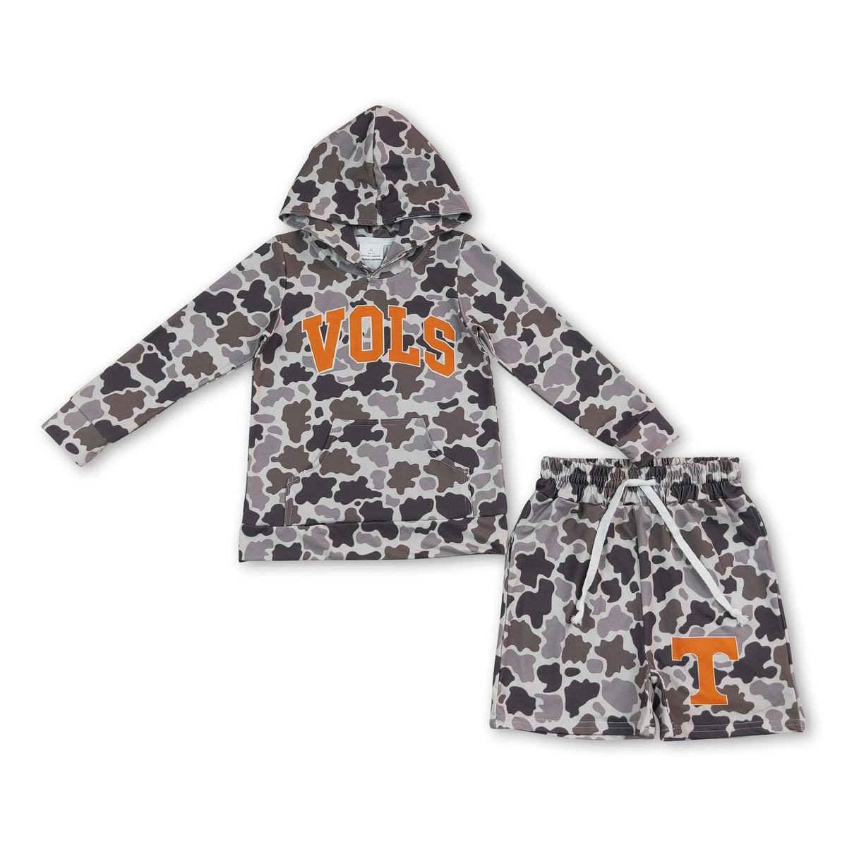 Long sleeves camo orange T hoodie shorts boys team outfits