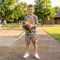 Long sleeves camo orange T hoodie shorts boys team outfits