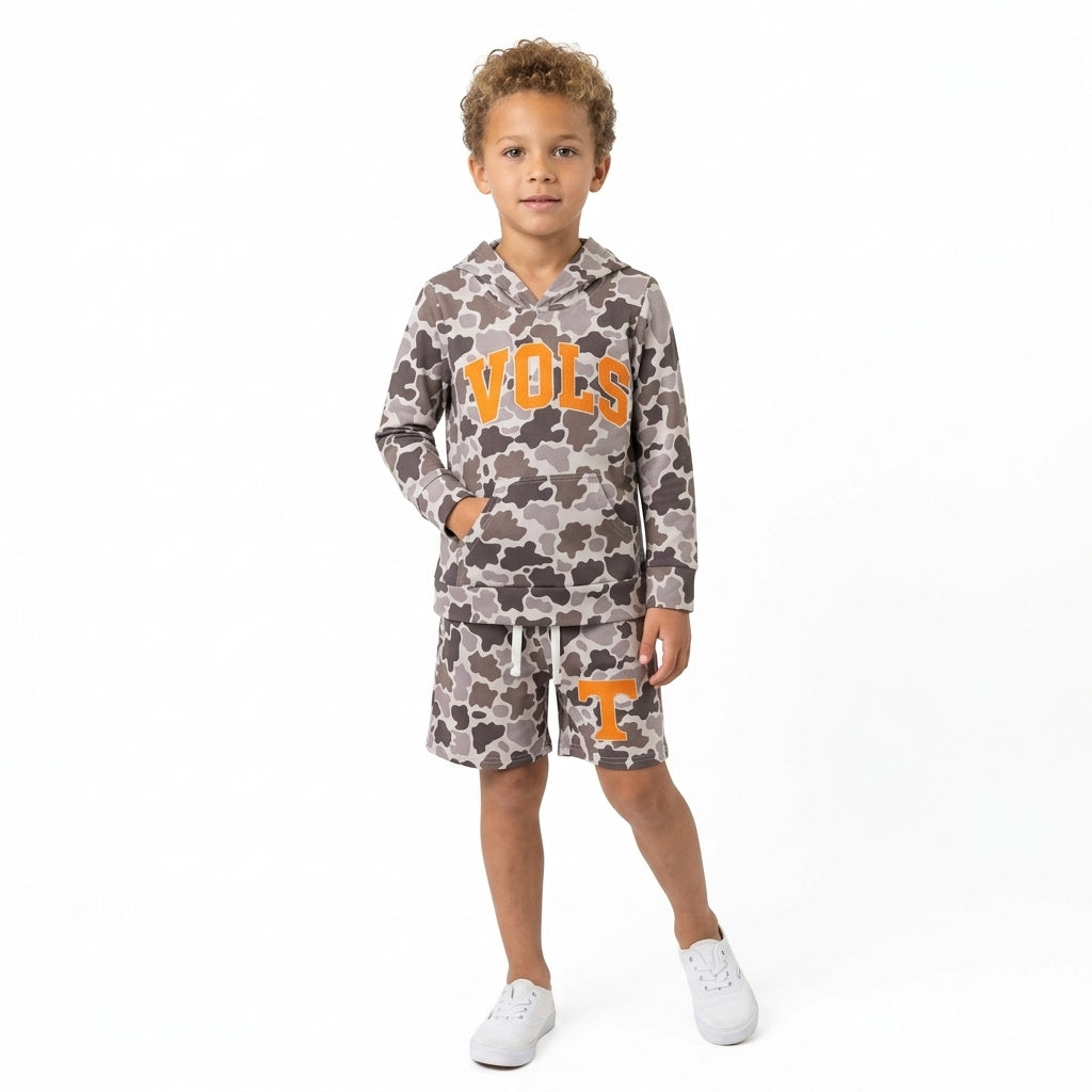 Long sleeves camo orange T hoodie shorts boys team outfits