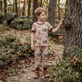 Brown short sleeves deer turkey kids boys pajamas