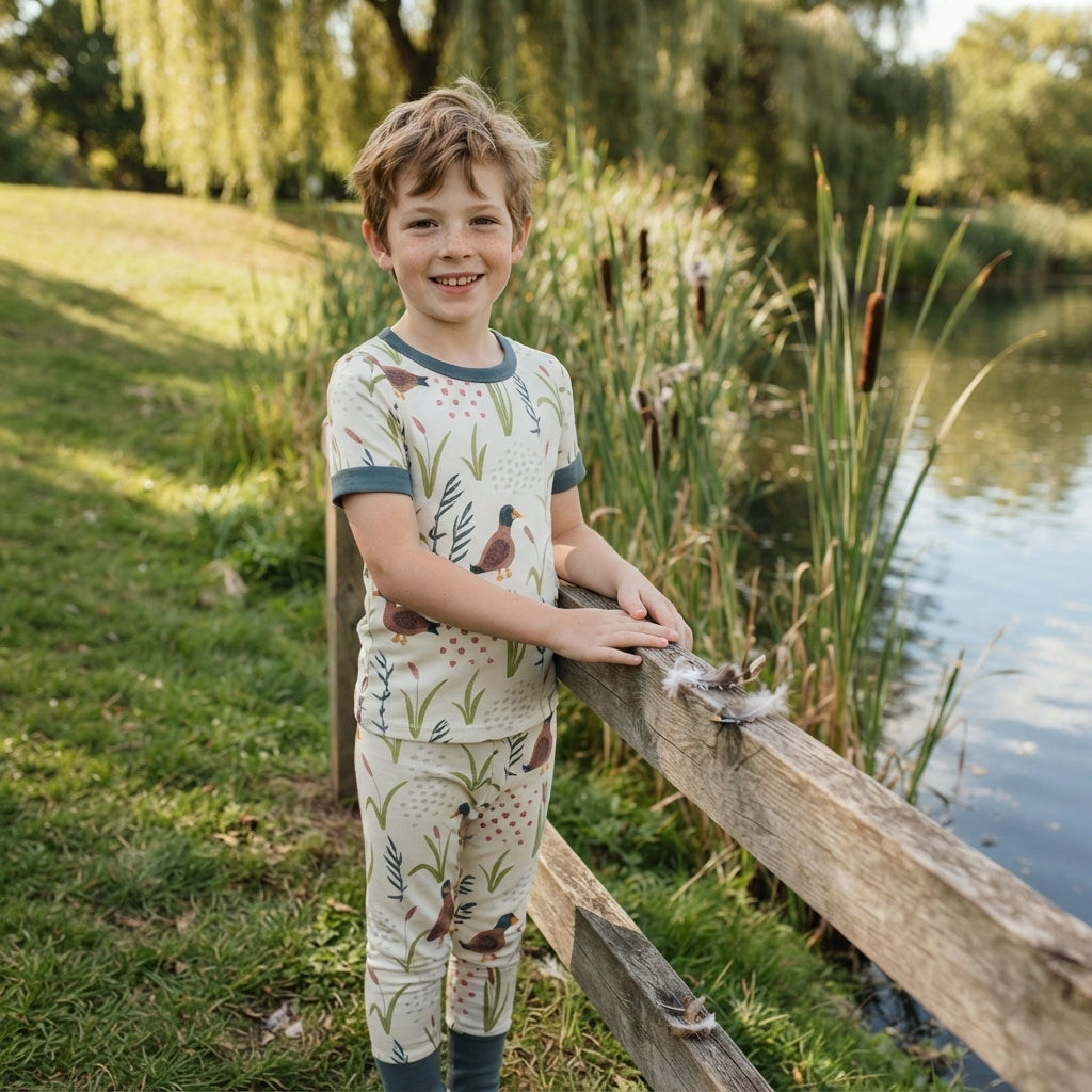 Short sleeves duck grass kids boys pajamas