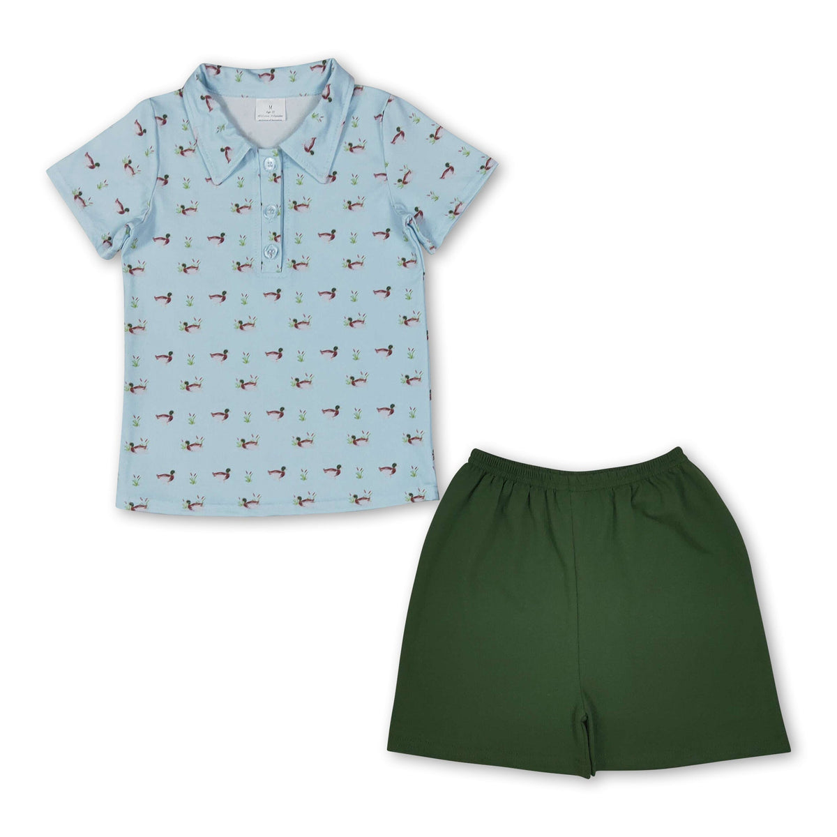 Short sleeves duck polo shirt olive shorts boys outfits