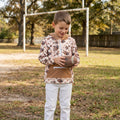 Long sleeves plaid football stars kids boys zip hoodie