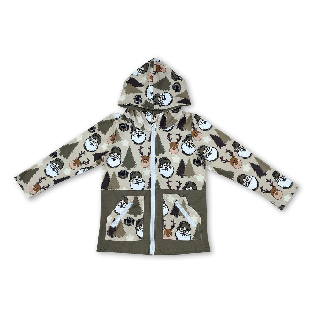 Camo Christmas hat santa kids hooded jacket
