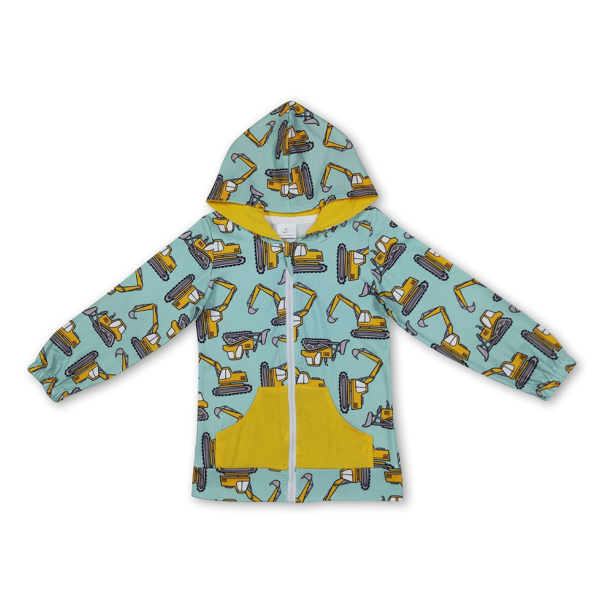 Long sleeves constructions pocket zipper boy hoodie
