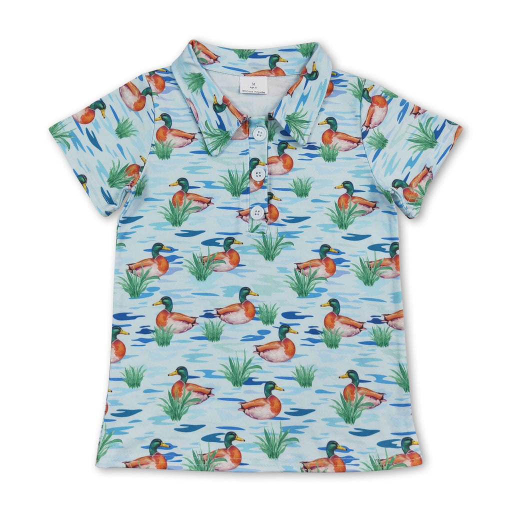 Short sleeves blue duck kids boys polo shirt