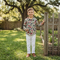 Long sleeves camo santa boys Christmas button down shirt