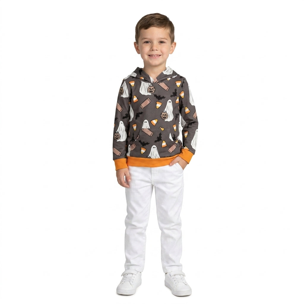 Long sleeves ghost candy corn kids boys hoodie