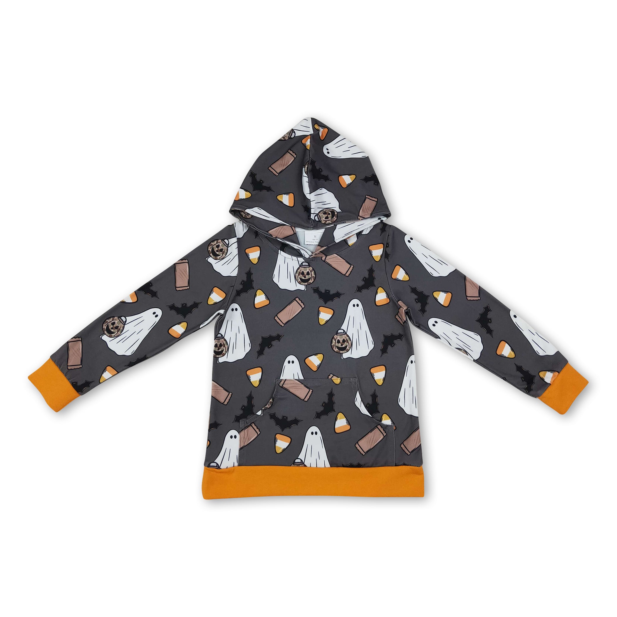 Long sleeves ghost candy corn kids boys hoodie