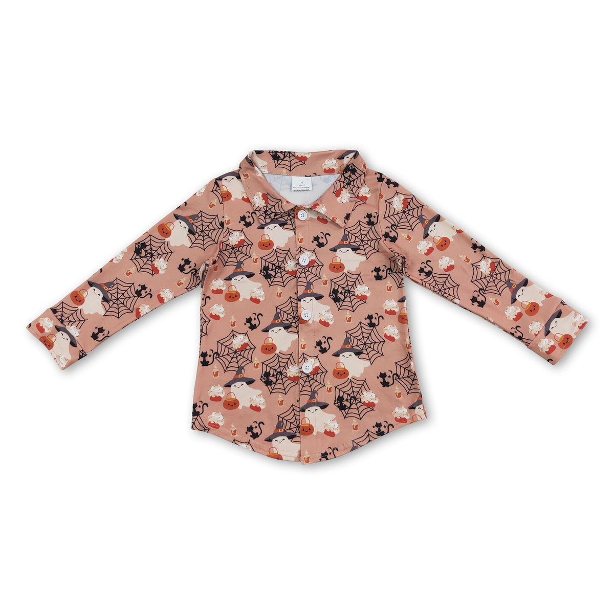 Pumpkin ghost boy Halloween button down shirt