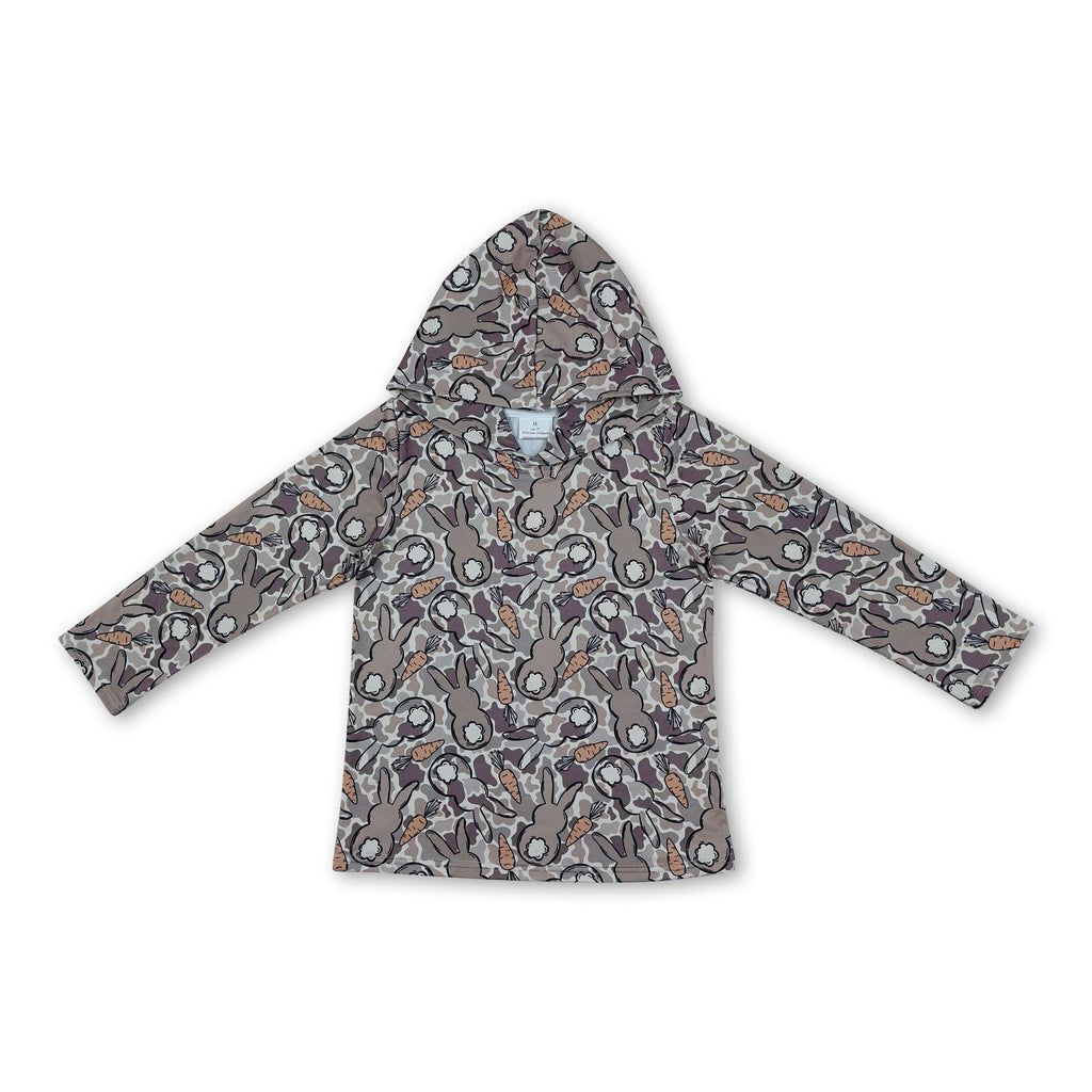 Long sleeves camo bunny carrot boys Easter hoodie