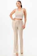 Ribbed Tank Top And Pant Set